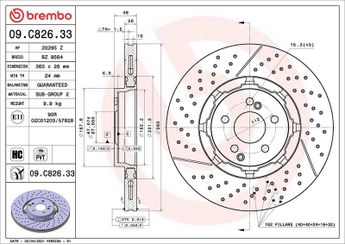 Fren Disk Ayna Arka Sağ ve Sol BREMBO 09.C826.33  A2134230000 2134230000