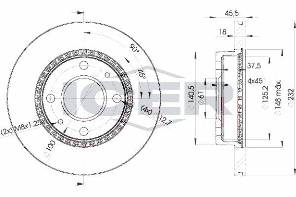 Fren Disk Ayna Ön Sağ ve Sol Nissan Almera (N15)(07.1995->)  MGA 50628