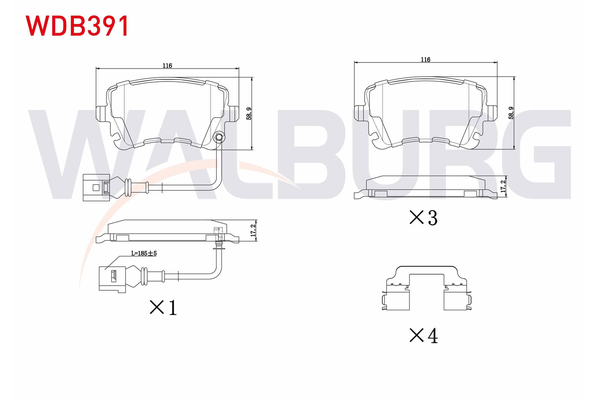 Fren Disk Balata Arka Volkswagen T6.1 Transporter Minibüs (SH)(10.2019->2024)  WALBURG WDB391