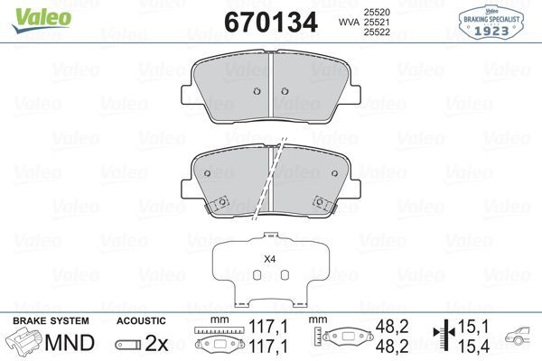 Fren Disk Balata Arka Hyundai Grand Santa Fe (NC)(2013->)  VALEO 670134