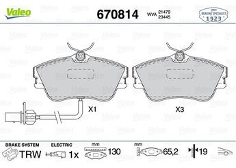 Fren Disk Balata Ön VALEO 670814  7D0698151B 7D0698151G
