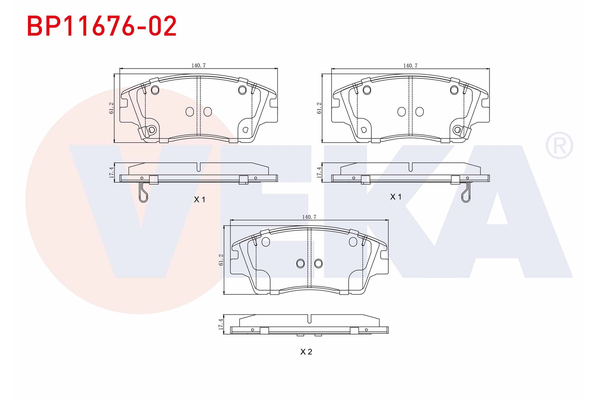 Fren Disk Balata Ön Kia Sportage (QL)(2016->)  VEKA BP11676-02