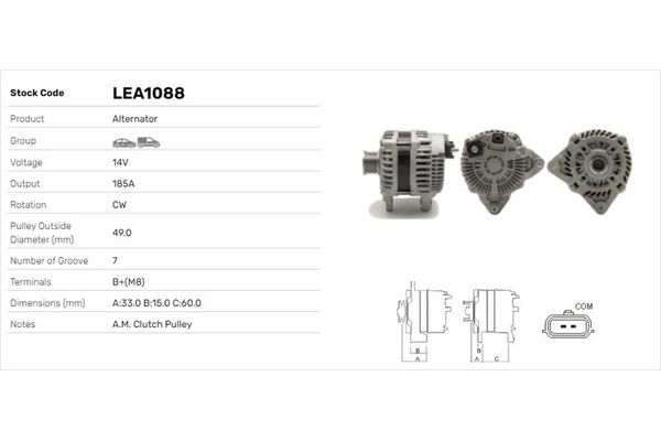 Alternatör  Nissan NV400 Kombi (X62)(2011->)  LUCAS ELEKTRIK LEA1088