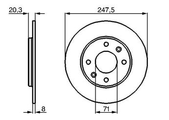 Fren Disk Ayna Arka Sağ ve Sol BOSCH 0 986 478 371  424699 4246 99 4246H0 4246 H0