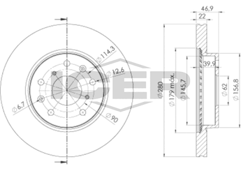 Fren Disk Ayna Ön Sağ ve Sol MGA 50672  71742850 71750162 71768306 5531179J01 55311-79J01 5531179J02 55311-79J02 5531180J02 55311-80J02