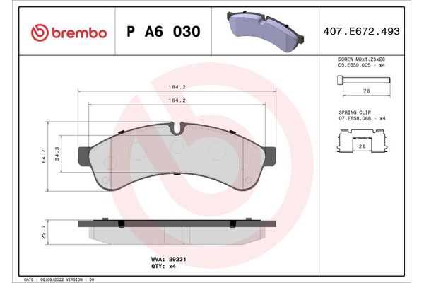 Fren Disk Balata Arka Iveco Daily P.Van (2011->)  BREMBO P A6 030