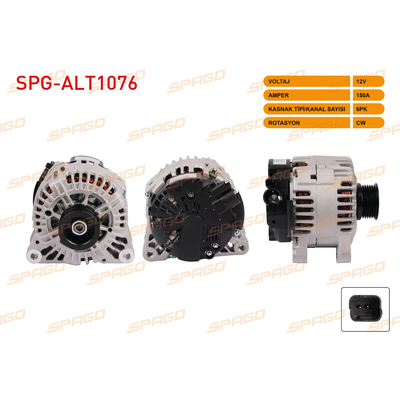 Alternatör  Peugeot 206 + (02.2009->)  SPAGO ALT1076