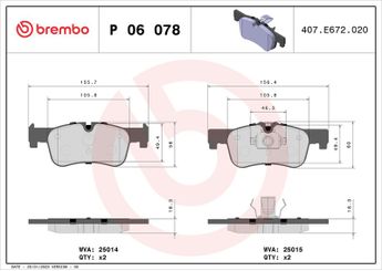 Fren Disk Balata Ön BREMBO P 06 078  34118854999 34116850567 34116858910 8854999