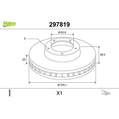 Fren Disk Ayna Ön Sağ ve Sol Volvo V50 S.Wagon [Combi] (02.2004->)  VALEO 297819