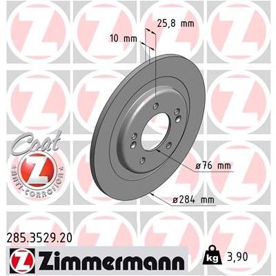 Fren Disk Ayna Arka Sağ ve Sol Hyundai i30 Coupe (GD)(12.2012->)  ZIMMERMANN 285.3529.20