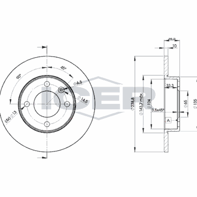 Fren Disk Ayna Ön Sağ ve Sol Volkswagen Golf I (171/173)(08.1974->1981)  AYD 50864