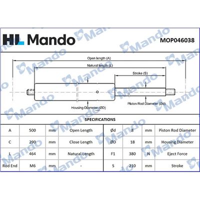 Bagaj Amortisörü Sağ veya Sol Volkswagen Polo IV (9N1)(11.2001->2005)  MANDO MOP046038