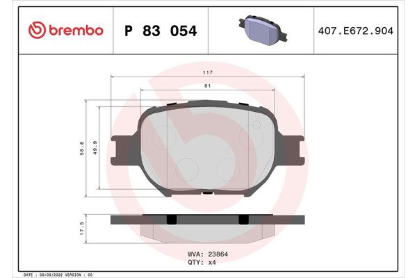Fren Disk Balata Ön BREMBO P 83 054