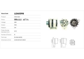 Alternatör  LUCAS ELEKTRIK LEA0398  1200583 AELB710 2871A007