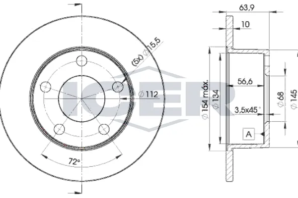 Fren Disk Ayna Arka Sağ ve Sol Audi A6 Sedan (4B2)(06.2001->)  MAHER 03737