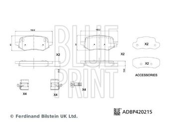 Fren Disk Balata Arka BLUE PRINT ADBP420215  2413374 KTL1TC2M007AB 2 413 374 2551324 2 551 324 KTL1TC-2M007-AB KTL1TC2M007AC KTL1TC-2M007-AC