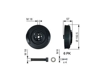 Krank Kasnak  GATES TVD1033A  74105251M 074105251M 74105251AC 074105251AC 74105251N 074105251N 74105251R 074105251R 74105251S 074105251S 74105251T 074105251T 8627933 9163918 9180620 9180820 9463918