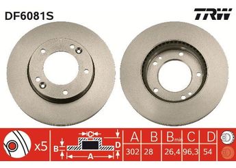 Fren Disk Ayna Ön Sağ ve Sol TRW DF6081S  517123E500 51712-3E500