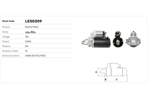 Marş Dinamosu  Citroen Jumper P.Van (06.2014->)  LUCAS ELEKTRIK LES0309