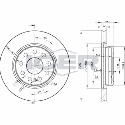 Fren Disk Ayna Ön Sağ ve Sol Audi A3 Cabriolet (8P7)(04.2008->)  WALBURG WBD1302D