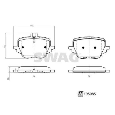 Fren Disk Balata Arka Mercedes GLC -Serisi (BM 254)(06.2022->)  SWAG 33 11 1860