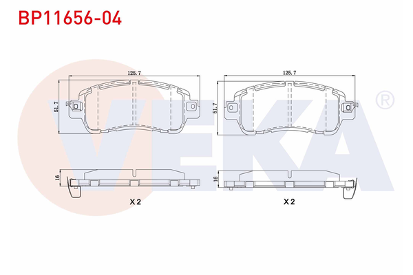 Fren Disk Balata Ön Mazda 2 Sedan (DJ)(11.2014->)  VEKA BP11656-04
