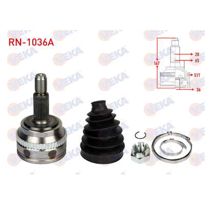 Aks Kafası Ön Dış Sağ veya Sol Renault Master II Tip 2 Kombi (09.2003->)  VEKA RN-1036A