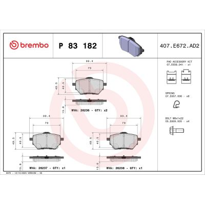 Fren Disk Balata Ön Toyota C-HR (08.2023->)  BREMBO P 83 182