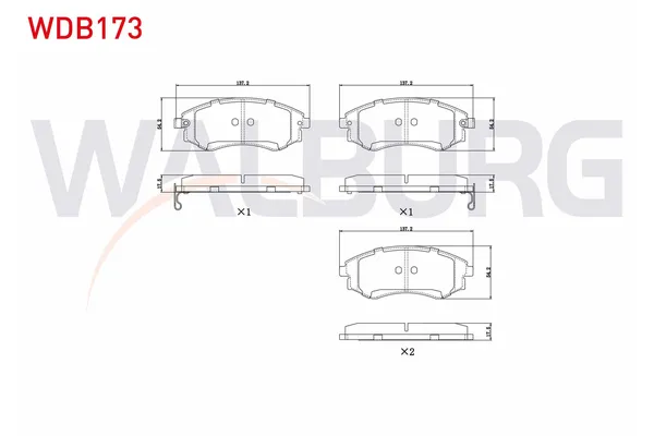 Fren Disk Balata Ön Hyundai Lantra S.Wagon (RD)(1996->)  WALBURG WDB173