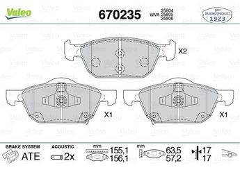 Fren Disk Balata Ön VALEO 670235  45022TV0E00 45022-TV0-E00 45022TV0E01 45022-TV0-E01 45022TV0E02 45022-TV0-E02 45022TV2E00 45022-TV2-E00 45022TV2E01 45022-TV2-E01 45022TV2E02 45022-TV2-E02
