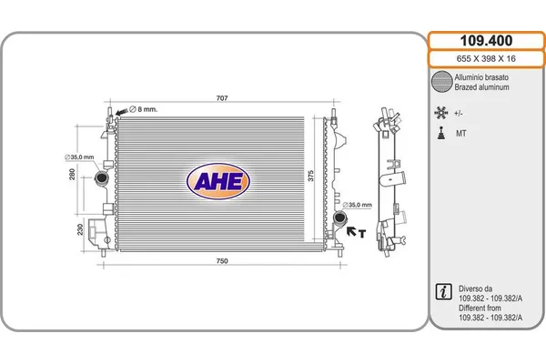 Su Radyatörü  Fiat Croma (194)(06.2005->)  ORİS BOP185026