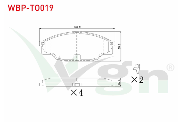 Fren Disk Balata Ön Toyota Hilux (KDN1)(2001->)  WGN WBP-TO019