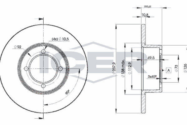 Fren Disk Ayna Ön Sağ ve Sol MAGNETI MARELLI 360704021100