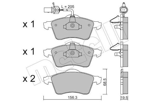 Fren Disk Balata Ön Volkswagen T4 Transporter Kamyonet Çift Kabin Syncro (08.1992->2003)  METELLI 22-0263-1
