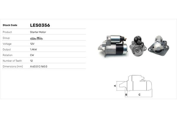 Marş Dinamosu  Nissan Tiida (C11X/SC11X)(02.2007->)  LUCAS ELEKTRIK LES0356