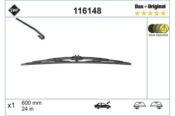 Silecek Süpürgesi Ön  600 mm - 24 inç BMW 7 Serisi (E32)(1986->)  SWF 116148