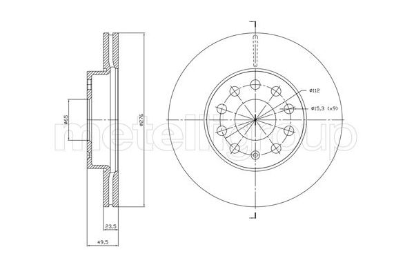 Fren Disk Ayna Ön Sağ ve Sol Audi A3 Sportback (8VA)(09.2012->)  METELLI 23-1767C