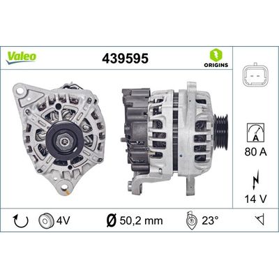 Alternatör  Nissan Micra (K12E)(11.2002->)  VALEO 439595