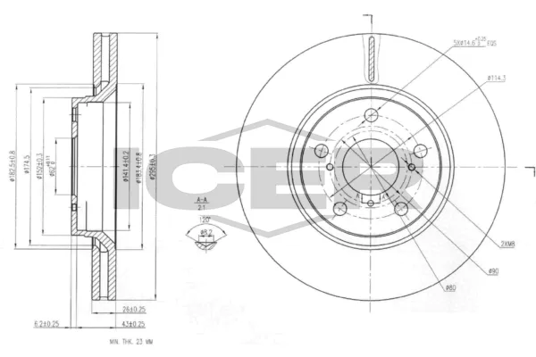 Fren Disk Ayna Ön Sağ ve Sol Toyota Avensis Combi (T27)(2008->)  RECOVER 5738
