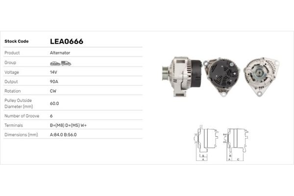 Alternatör  LUCAS ELEKTRIK LEA0666