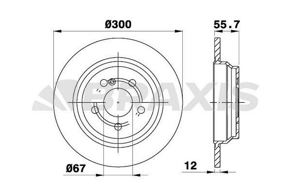 Fren Disk Ayna Arka Sağ ve Sol Mercedes SL Roadster (BM 230)(08.2001->)  BRAXIS AE0565