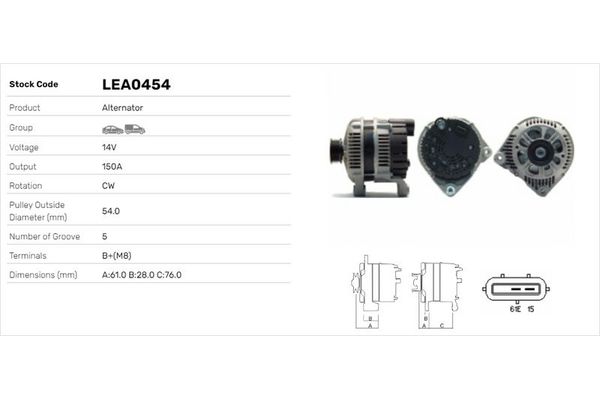 Alternatör  BMW X5 Serisi (E53)(2000->)  LUCAS ELEKTRIK LEA0454