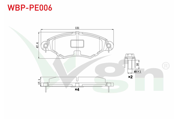 Fren Disk Balata Ön Peugeot 505 SW/ Familial (03.1982->)  WGN WBP-PE006