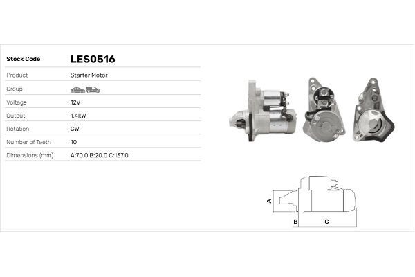 Marş Dinamosu  Nissan NV200 /Evalia (M20/M)(08.2009->)  LUCAS ELEKTRIK LES0516