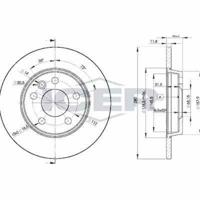 Fren Disk Ayna Arka Sağ ve Sol Volkswagen T4 Transporter Kamyonet Çift Kabin Syncro (08.1992->2003)  MAHER 03778
