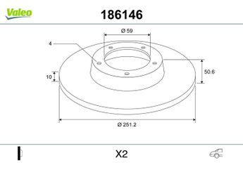 Fren Disk Ayna Arka Sağ ve Sol VALEO 186146  60602161 0060602161 82433853 0082433853 46831042 60801755 71738913 82433859 82434070 46758715