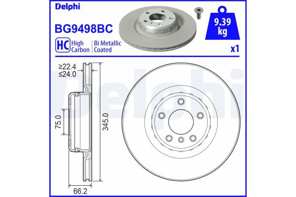 Fren Disk Ayna Arka Sağ ve Sol BMW 3 Serisi Sedan (F30N)(09.2015->)  DELPHI BG9498BC