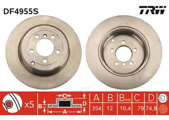 Fren Disk Ayna Arka Sağ ve Sol TRW DF4955S  SDB000211 3H4Z2A315AA