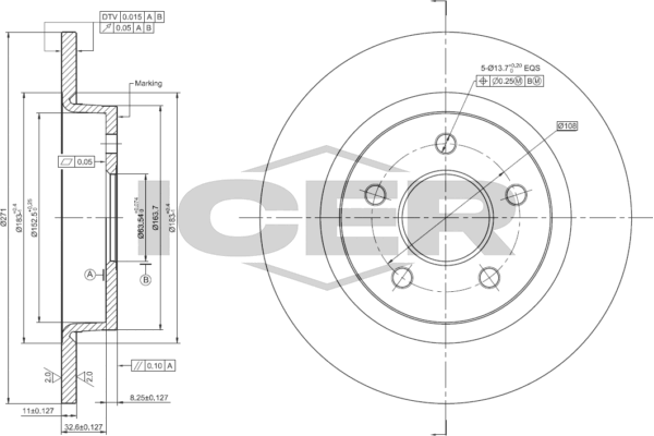 Fren Disk Ayna Arka Sağ ve Sol Ford Focus S.Wagon (CB8)(2010->)  BRAXIS AE0805