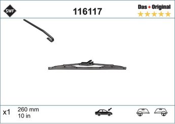Silecek Süpürgesi Arka  260 mm - 10 inç SWF 116117  LR025122 LR038795 6426LX